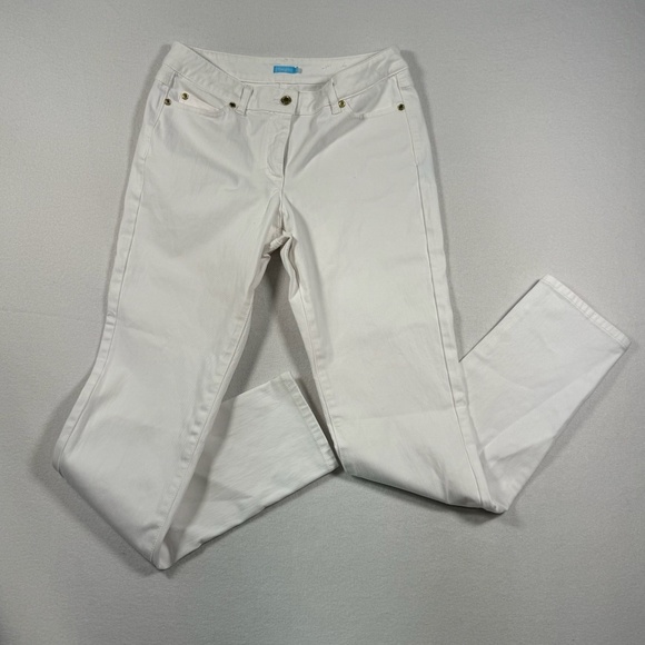 J Mclaughlin Skinny Denim Pants Womens Size 6 White Mid Rise - Picture 1 of 14